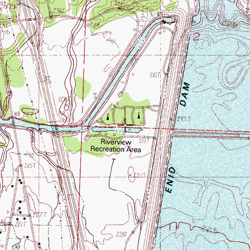 Topographic Map of Riverview Recreation Area, MS