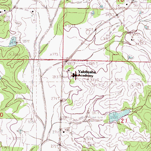 Topographic Map of Yalobusha Academy, MS