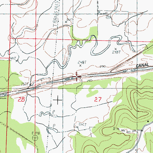 Topographic Map of Keas Bridge (historical), MS