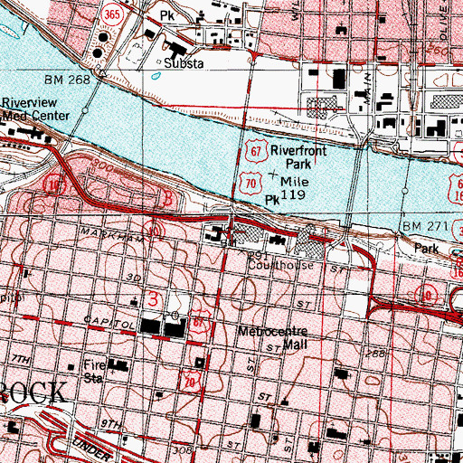 Topographic Map of Joseph Taylor Robinson Memorial Auditorium, AR