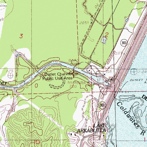 Topographic Map of Outlet Channel Public Use Area, MS