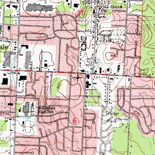 Topographic Map of Little Rock Christian School, AR