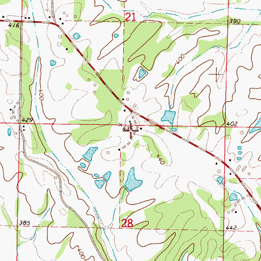 Topographic Map of Maiden School (historical), MS