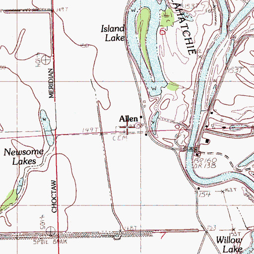 Topographic Map of Allens Chapel (historical), MS