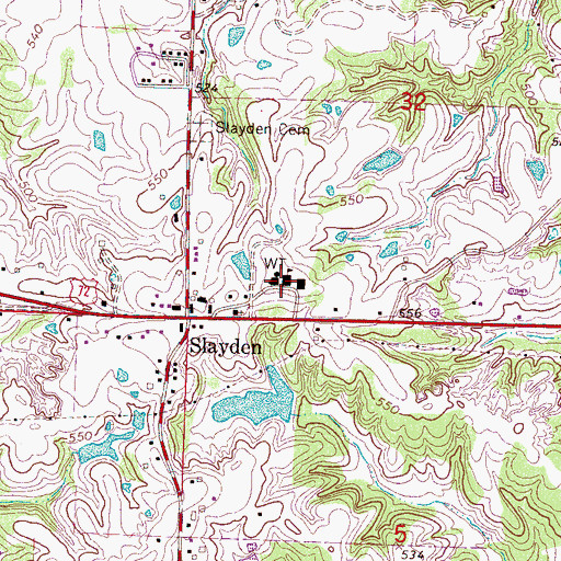 Topographic Map of Marshall County School, MS