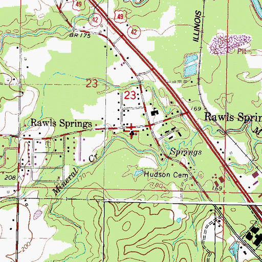 Topographic Map of Rawls Springs Baptist Church, MS