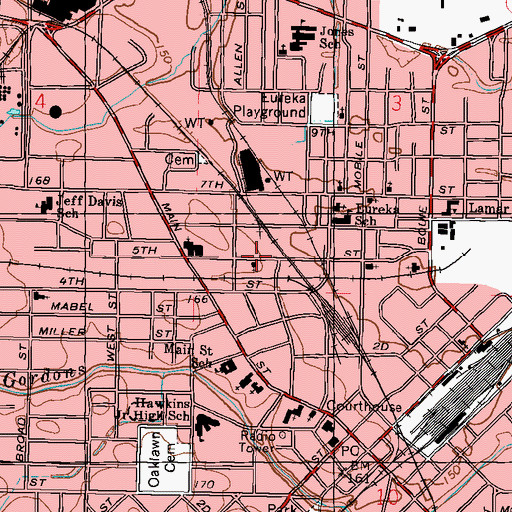 Topographic Map of Saint Paul United Methodist Church, MS