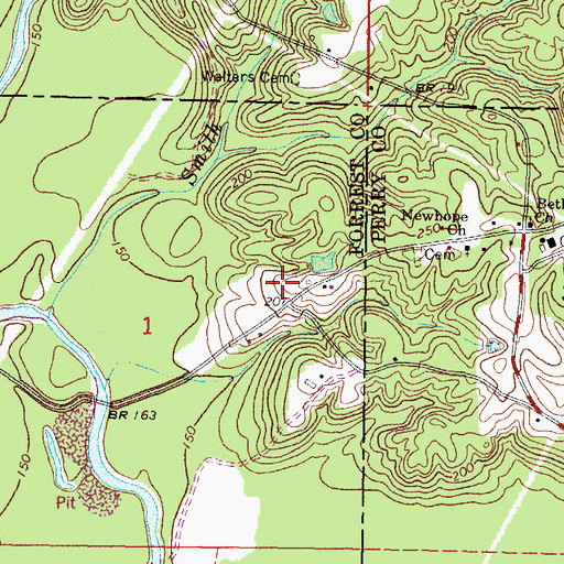 Topographic Map of Tallahala Church (historical), MS