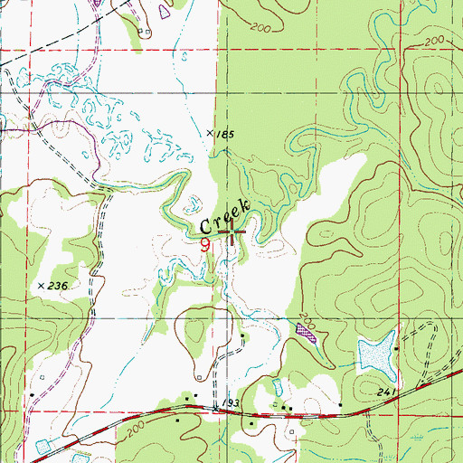 Topographic Map of Simmons Creek, MS