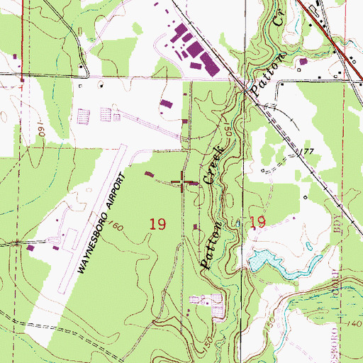 Topographic Map of Waynesboro Industrial Park, MS