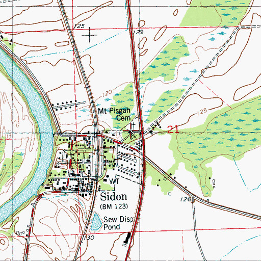Topographic Map of Mount Pisgah Cemetery, MS