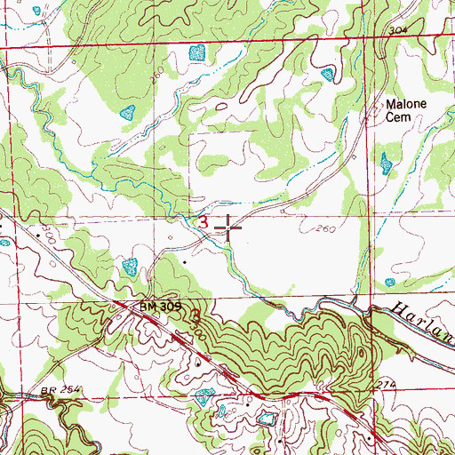 Topographic Map of Belci (historical), MS