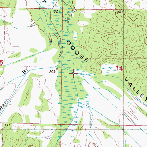 Topographic Map of Goose Creek, MS