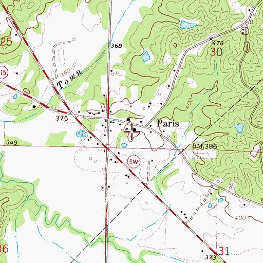 Topographic Map of Paris Baptist Church, MS