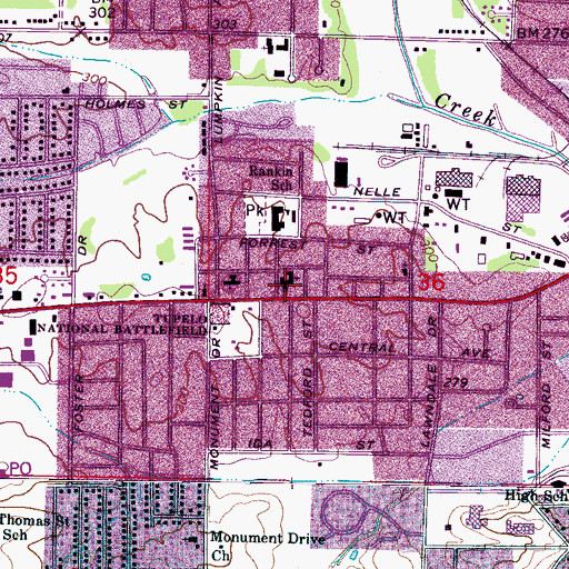 Topographic Map of Harrisburg Baptist Church, MS
