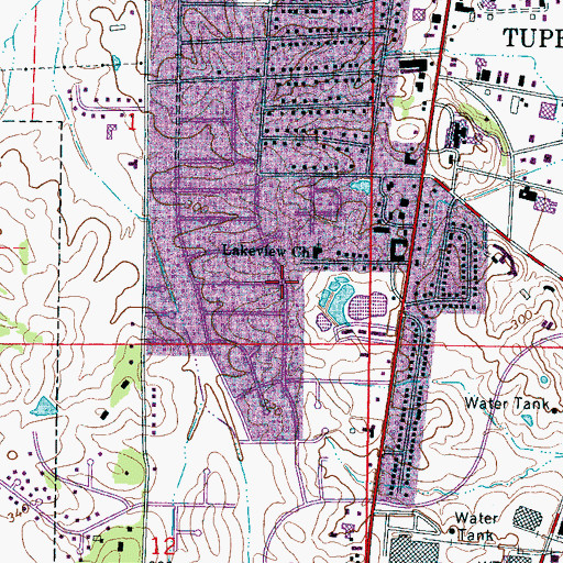 Topographic Map of Lee Acres United Methodist Church, MS