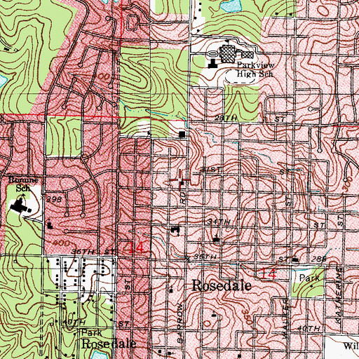 Topographic Map of Pilgrims and Strangers Church, AR