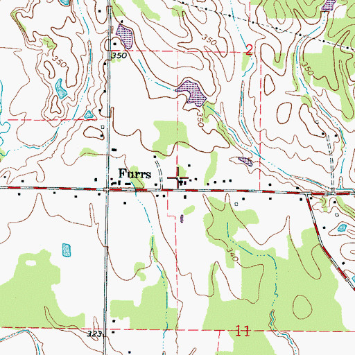 Topographic Map of Furrs Baptist Church, MS