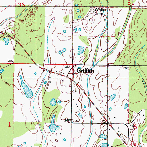 Topographic Map of Griffith Christian Church, MS