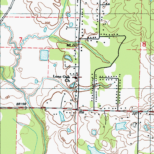 Topographic Map of Lone Oak Baptist Church, MS