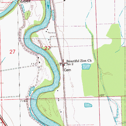 Topographic Map of Beautiful Zion Church Number Two, MS