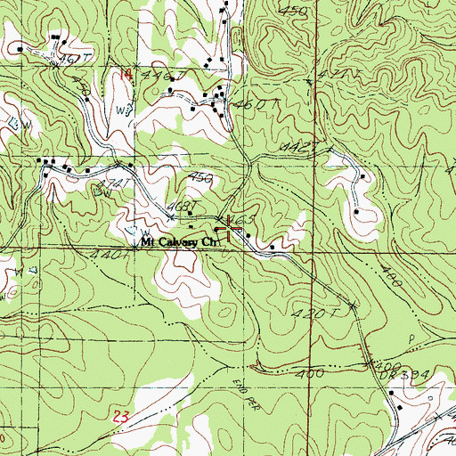 Topographic Map of Mount Calvary Church, MS