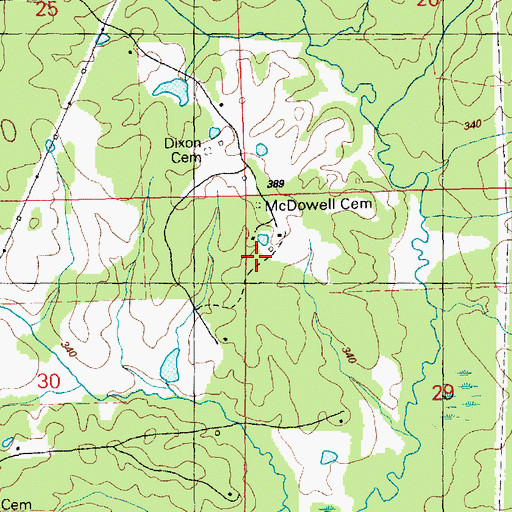 Topographic Map of Dixon Cemetery, MS