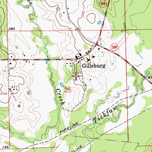 Topographic Map of Old Gillsburg Cemetery, MS