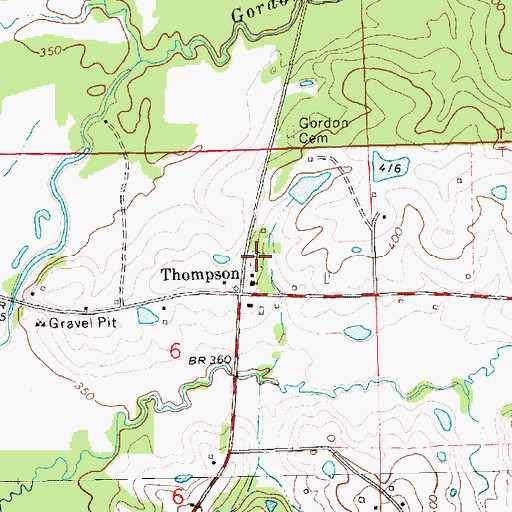 Topographic Map of Thompson Cemetery, MS