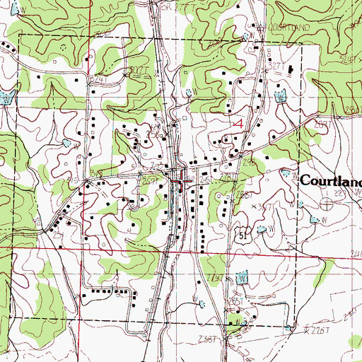 Topographic Map of Courtland Baptist Church, MS