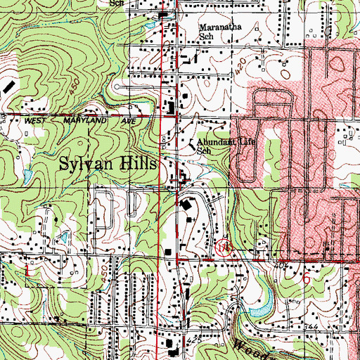 Topographic Map of Sylvan Hills First Baptist Church, AR