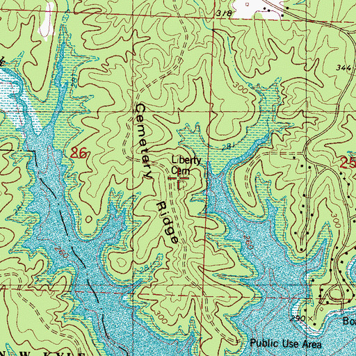 Topographic Map of Liberty Cemetery, MS