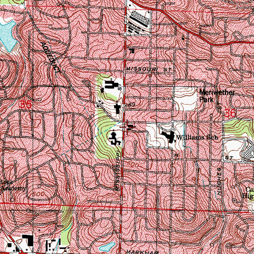 Topographic Map of Trinity United Methodist Church, AR