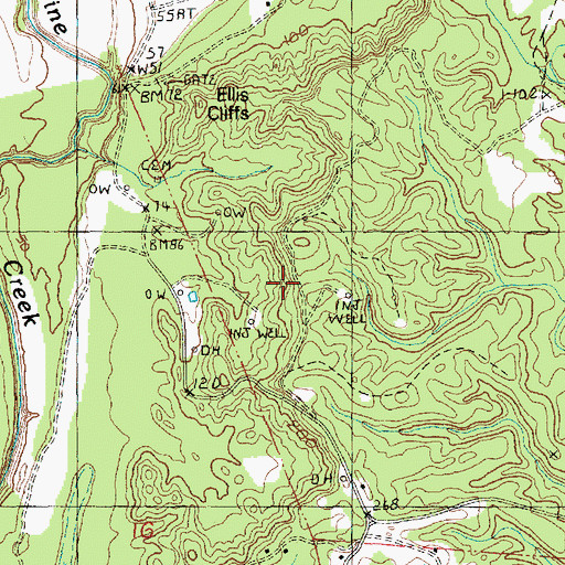 Topographic Map of Ellis Cliffs, MS
