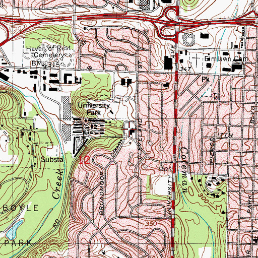 Topographic Map of University Park Church of the Nazarene, AR