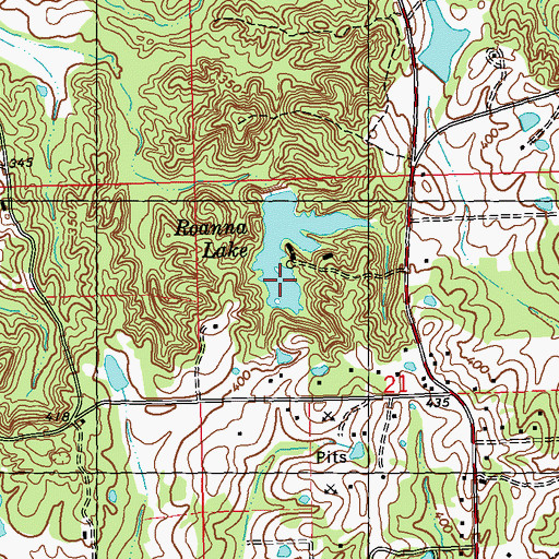 Topographic Map of Roanna Lake, MS