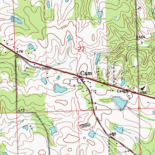 Topographic Map of Cam, MS