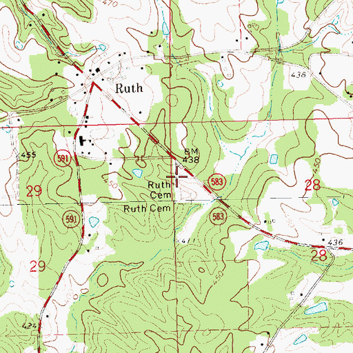 Topographic Map of Ruth Church (historical), MS