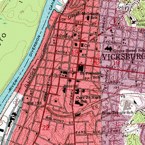 Topographic Map of Crawford Street United Methodist Church, MS