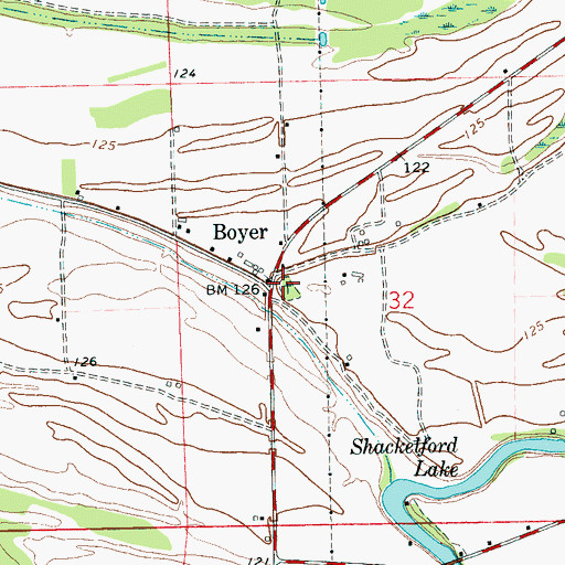 Topographic Map of Boyer Cemetery, MS