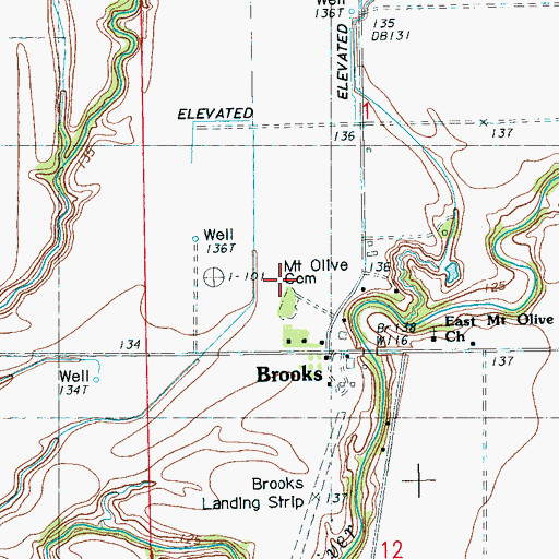 Topographic Map of Brooks School (historical), MS