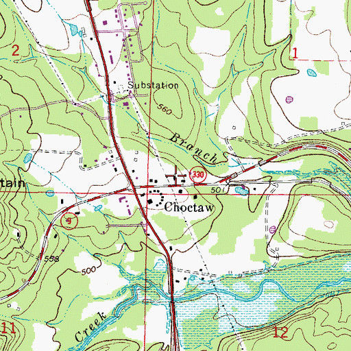 Topographic Map of Choctaw Church of Christ, AR