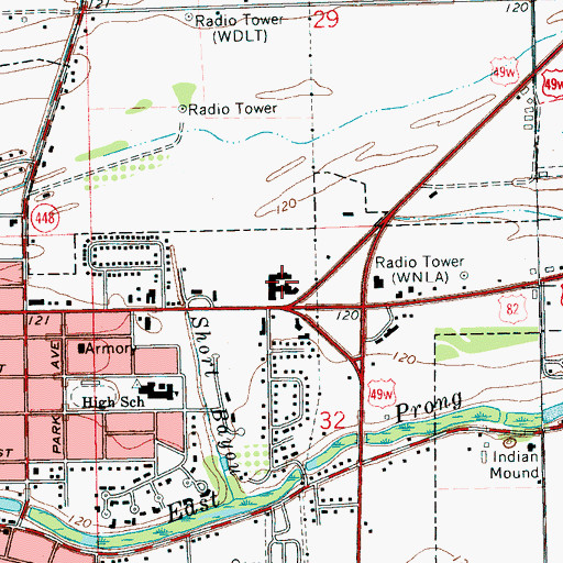 Topographic Map of Indianola Academy, MS