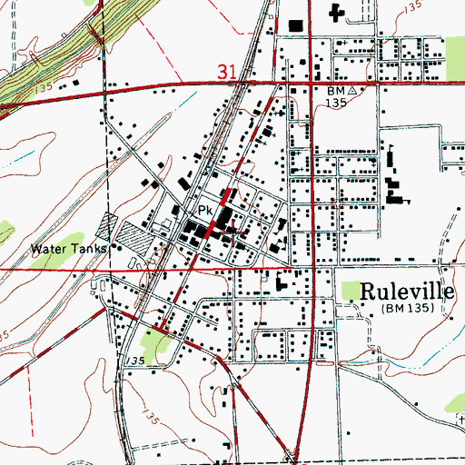 Topographic Map of Ruleville Public Library, MS