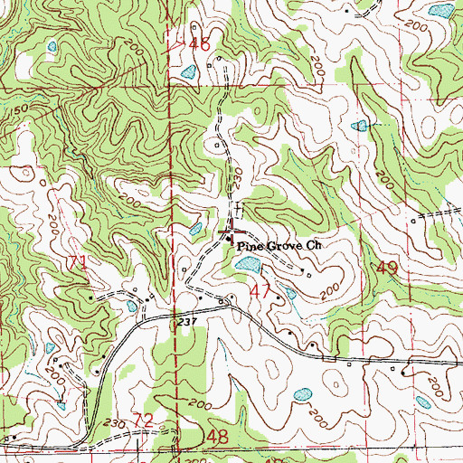 Topographic Map of Pine Grove School (historical), MS