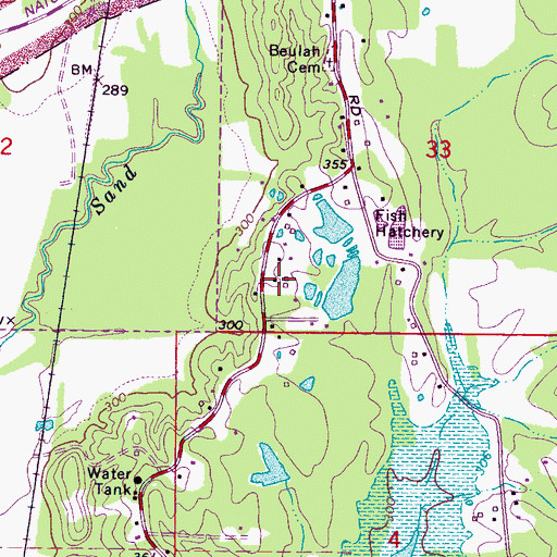 Topographic Map of Beulah School (historical), MS