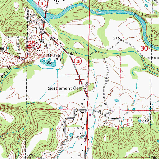 Topographic Map of Settlement (historical), AR