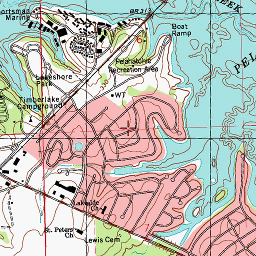 Topographic Map of Ashland Estates, MS