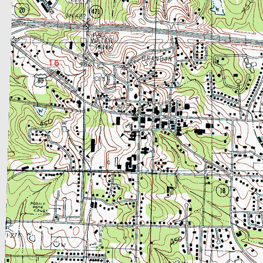 Topographic Map of Stevens Elementary School, MS