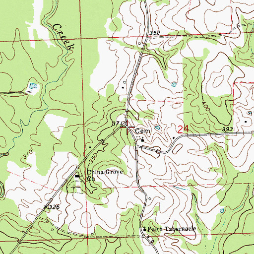 Topographic Map of China Grove, MS